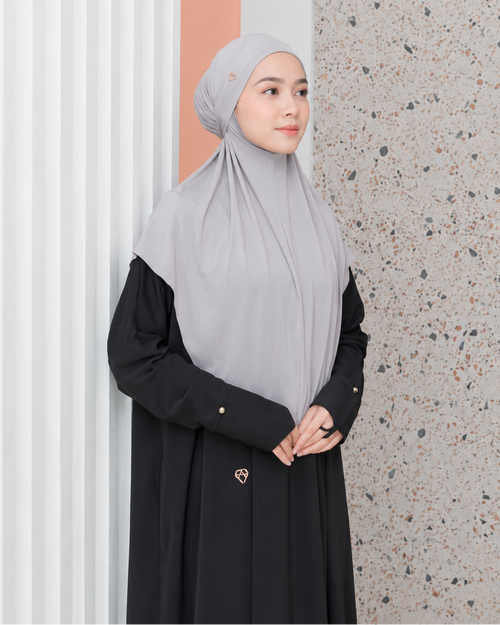 AMILY Yura Airy Spandex Instant Slip-On Hijab grey