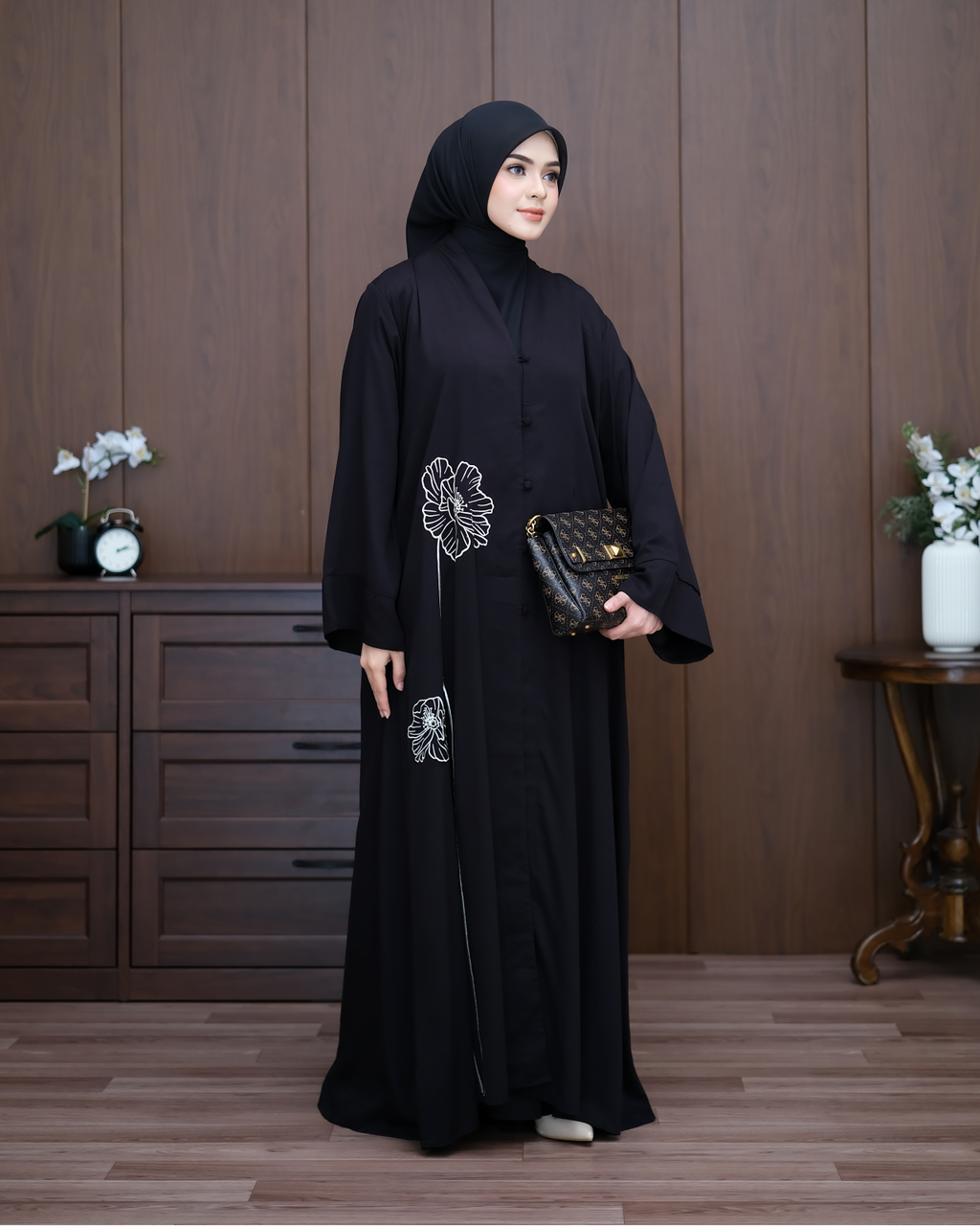 Embroidered Outer Abaya (Inner not included) Black