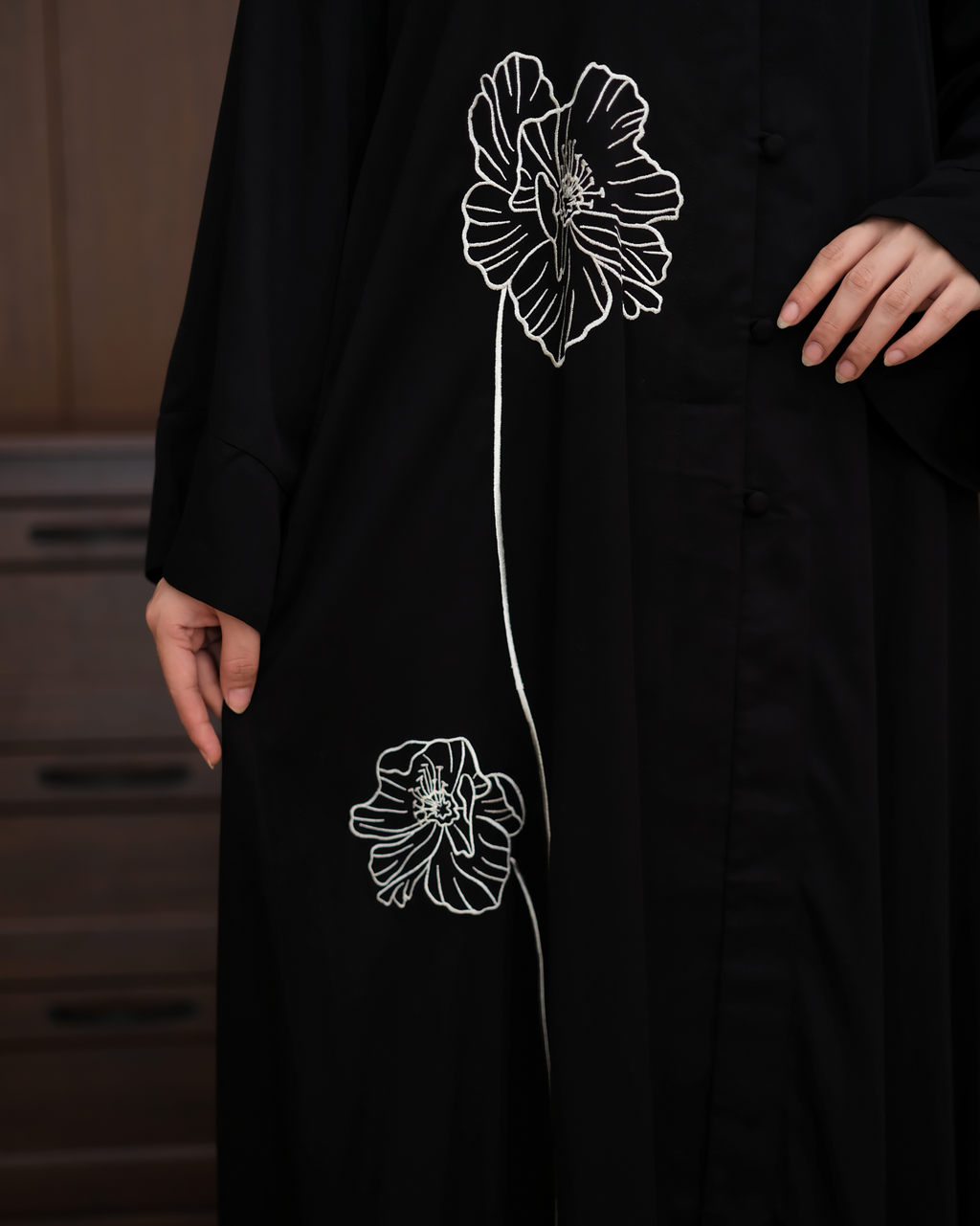 Embroidered Outer Abaya (Inner not included) Black
