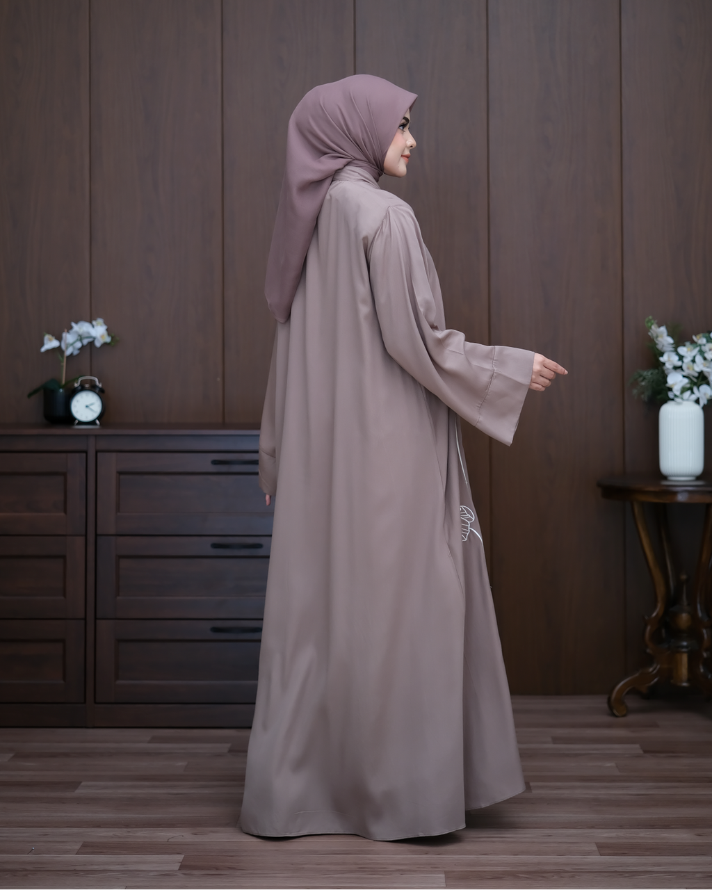 Embroidered Outer Abaya (Inner not included) Taupe