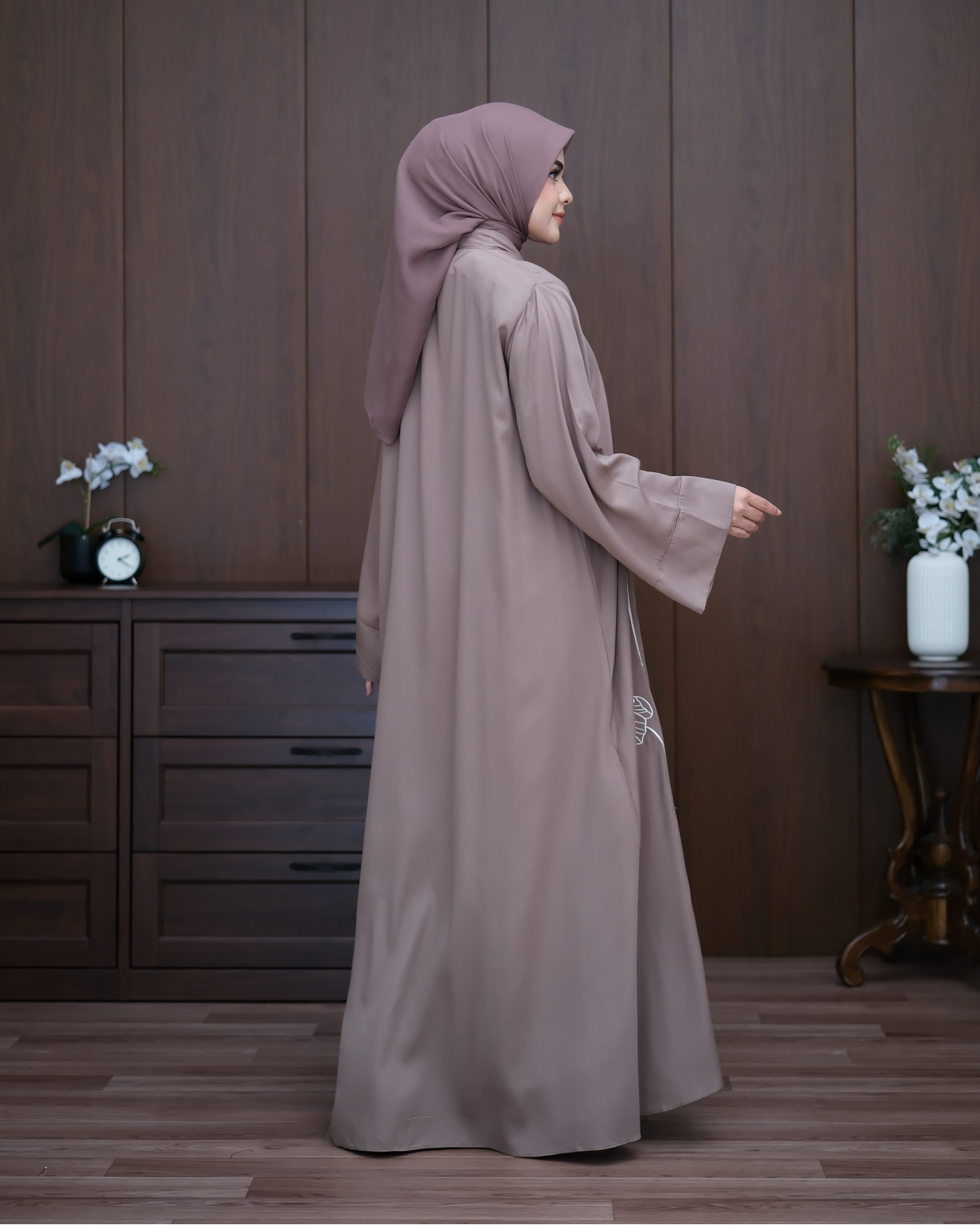 Embroidered Outer Abaya (Inner not included) Taupe
