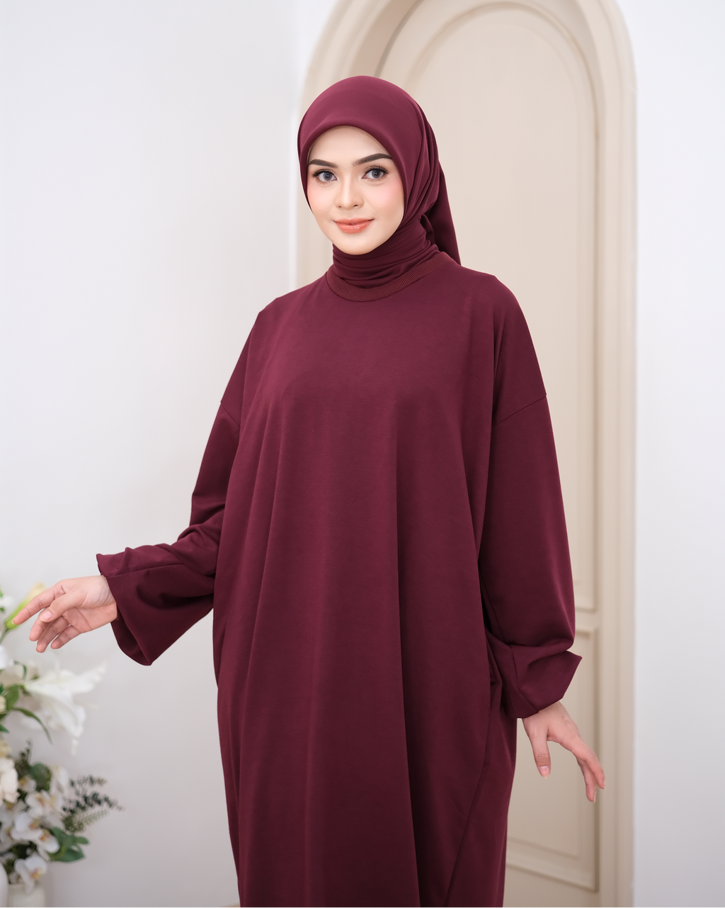 Nursing-Friendly Oversized Abaya Dress