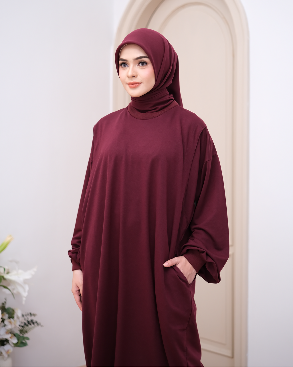 Nursing-Friendly Oversized Abaya Dress