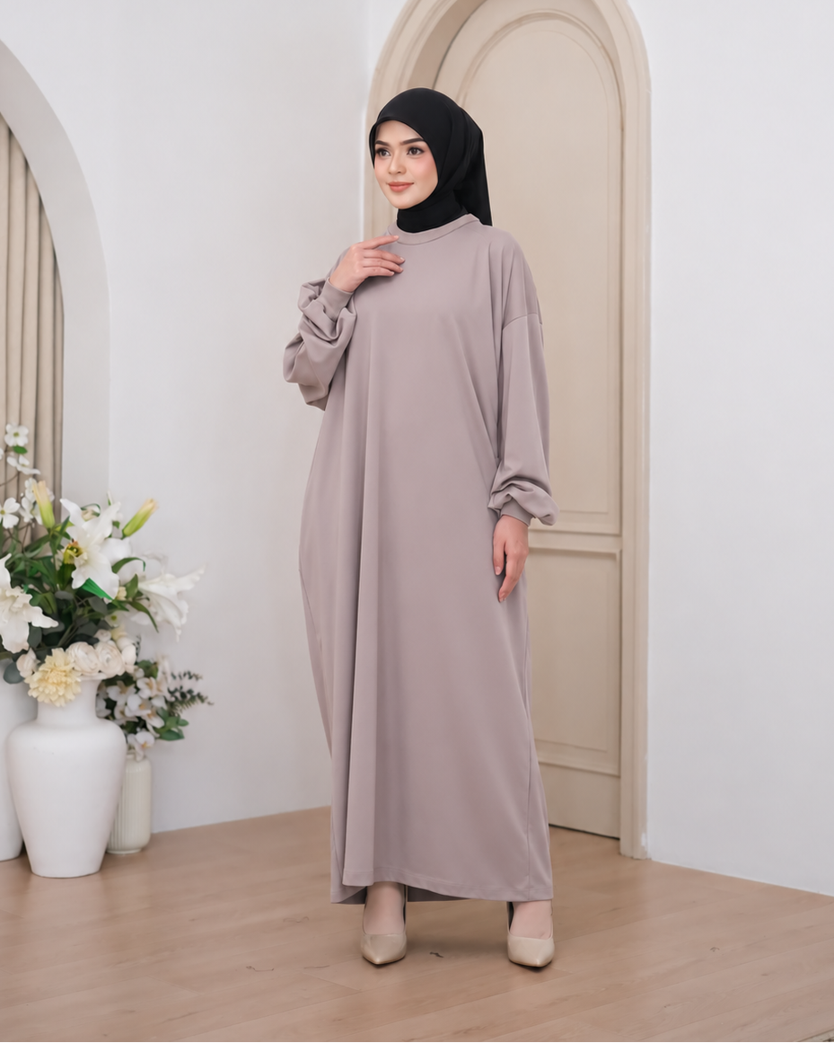 oversized abaya dress nude