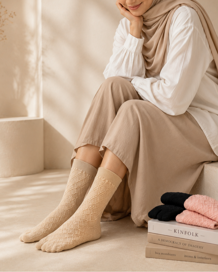 THE MUDS Women's Thumb Sock Cream