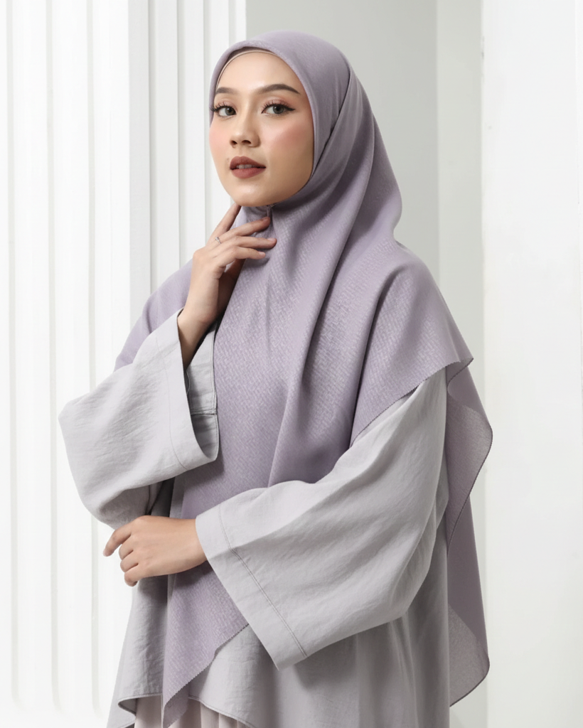 Umamascarves Monogram Emboss Square Hijab grey