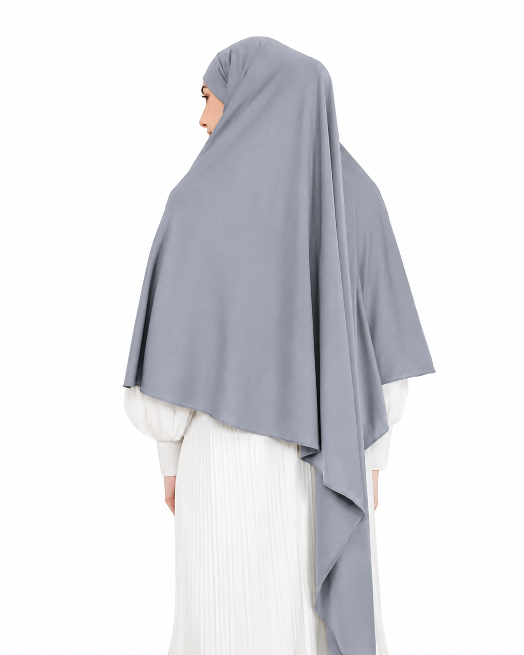 Zayyan French Khimar Madinah Jersey 4 in 1 Instant Hijab with Niqab silver