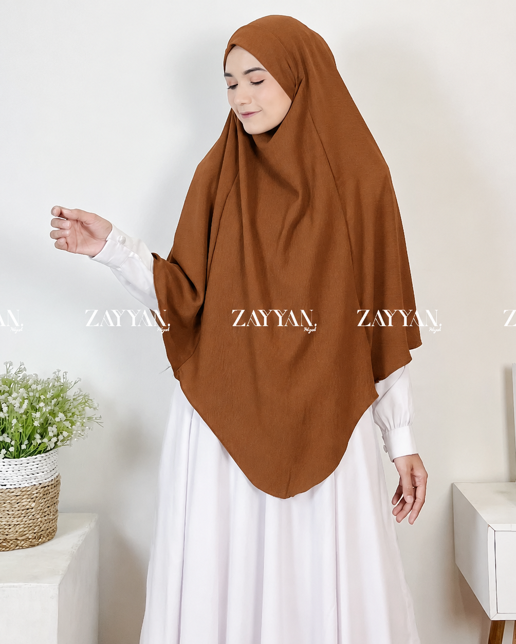 Zayyan French Khimar Mecca Crinkle with Niqab | Instant Slip-On Hijab