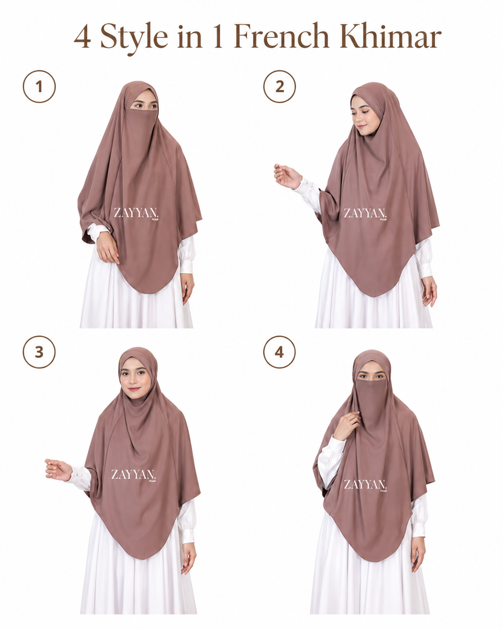 Instant Hijab French Khimar with Niqab styles