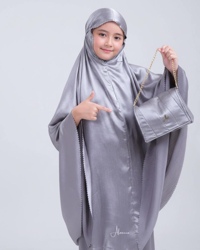 al mecca abaya kids dark grey